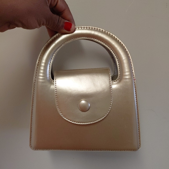 Handbags - Cute Mini Top HandleSnap Button Gold Clutch Elegant Purse